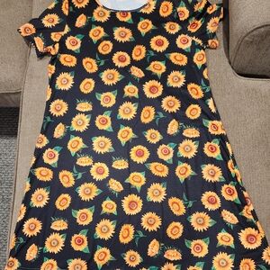 Sunflower Print Dress in Black